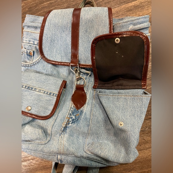 Vintage Levi’s Denim Rucksack Custom Made Backpack Bag Light Wash Handmade Y2K